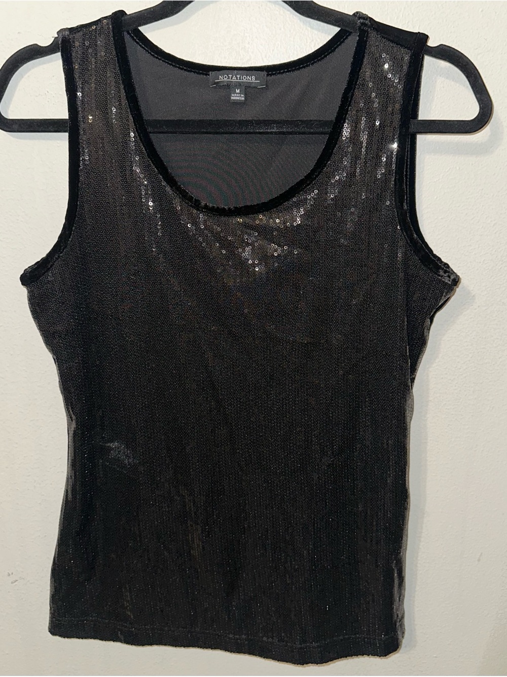 Notations Black Sequin Tank Top